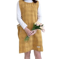 Deconine 皇家格紋連身裙式圍裙, 1個, 芥末黃