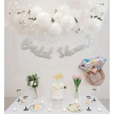 올리브파티 브라이덜샤워 풍선 가랜드 4인 세트, 1세트, 화이트 벌룬