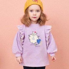 mollimelli 兒童款翅膀荷葉邊貂絨刷毛長版T恤