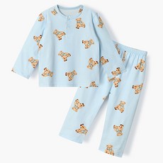 unifriend 兒童蜂蜜熊蜜桃絨九分刷毛睡衣上下套裝