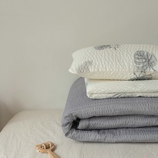 비비엔다 논슬립 밤부 시어서커 사그락 아기 여름이불세트, 그레이 + 그레이가든