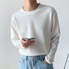 DANGOON 男款大尺碼華夫格開衩防皺長袖T恤