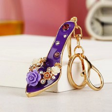 라인 스톤 가방 펜던트 로즈힐 키링, 퍼플, 1개