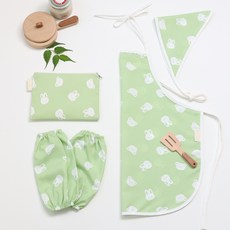 semoms 兒童款Bunny Bear圍裙 + 頭巾 + 袖套 + 收納袋組合