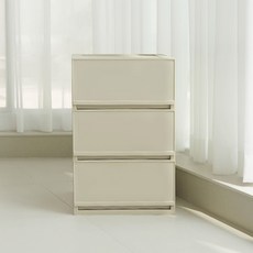 샤바스 컬러스토리 서랍장, 풀컬러 샌드베이지, 3단