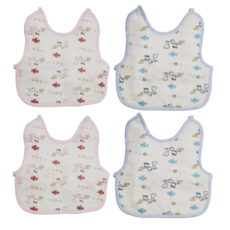 棉質吃飯圍兜 各2入, 粉色+天藍色, 1組