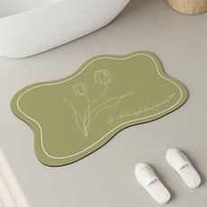 PEONIST 吸水性奶油風防滑地墊, 薄荷綠