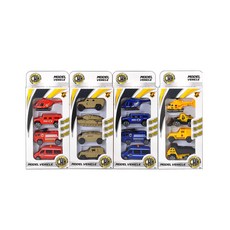 LET'S TOY 迷你車4件組, 軍事+警察+工程車+消防車, 1套
