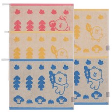Moohan Towel Line Friends森林手染擦手巾 70g*5件組, 1套, 藍色、粉色、黃色