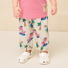 milkmile 兒童涼感透氣彩色恐龍七分涼爽褲