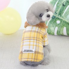 狗狗高質感我家少爺格紋冬季大衣, 黃色