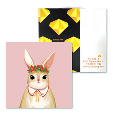 TUCO.B 藝術寶石十字繡 DIY 套組 25 x 25 cm, 戴花環的兔子(D25-16), 1套
