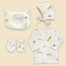 Ikii Eki新生兒有機四季用包屁衣4件組 蛇 長袖