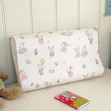 60s貢緞棉可拆洗天然兒童乳膠枕-中童款-米菲小兔, 米菲小兔 白色