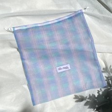 Ancalls 歐根紗格紋束口袋, 1個, 藍紫色