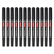 TUKOVY ZEYAR 雙頭CD油性簽字筆, 12個, 黑色