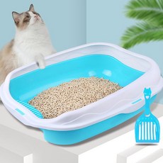 Clean On 半封閉式貓砂盆 + 貓砂鏟, 藍色, 1個