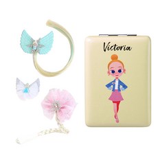 女童髮夾 3款+可愛小鏡子組合