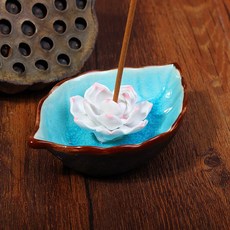 葉上花朵線香座, 01 葉子小盤 透明藍色