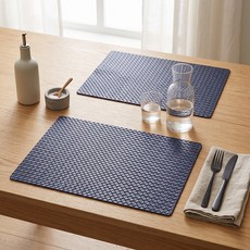 Souplace 交叉編織高級餐墊 S262-0033, 藍色(S262-0033BUON), 2個, ONE SIZE(43 x 30 cm)
