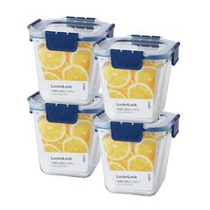 LocknLock 樂扣樂扣 Top Class玻璃保鮮盒, 正方形保鮮盒 950ml, 4個