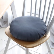 CASA VERDE 11支亞麻日常氛圍素色圓形坐墊, 炭灰色