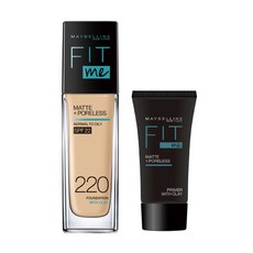 메이블린 핏미 파운데이션 30ml + 핏미 매트 프라이머 5ml 세트, 220 내추럴 베이지, 1개