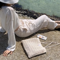 KNITSEASONS 沙灘網袋鉤針DIY套組, 1套, 燕麥米色