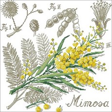 居家裝飾含羞草十字繡圖案 + 布料 + 繡線 + 繡針組合包, 混合顏色, 1套