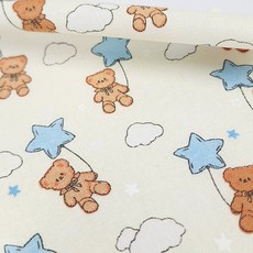 르우홈 대폭 20수 면 패브릭 원단, 꼬마곰아이보리, 1개