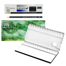 TUCO.B 高級鋁製調色盤+Tombow 2B鉛筆 12入, 1組, 30格