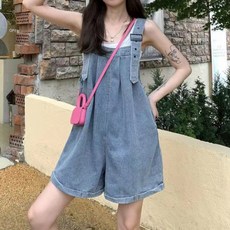 Goodif 女款丹寧肩帶設計吊帶短褲