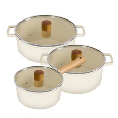 Dream Chef OSLO Krem IH陶瓷鍋具組, 混色, 單柄鍋18cm+雙耳鍋20cm+湯鍋24cm, 1組