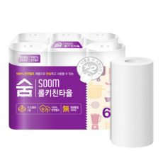 soom 天然紙漿捲筒廚房紙巾, 6件, 1個