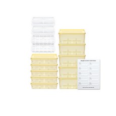 Plara冷藏細分密閉集裝箱2號超薄5p+深5p+2號超薄專屬隔斷4格2p+24格2p+標籤貼黃色套組, 1套