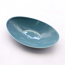 月鹽 韓國產 陶瓷 義大利麵盤 曲線 沙拉碗, 1個, 孔雀綠