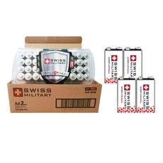 스위스밀리터리 알카라인 건전지 AA 40p + 알카라인 9볼트 4p, 1세트