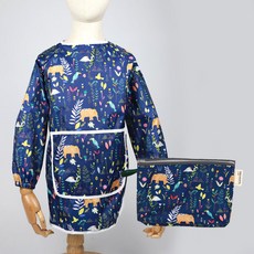 BEBE CHOUETTE 兒童用防水長袖美術罩衫 + 收納袋組合