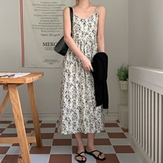 린다샵 모르기 플라워 나염 민소매 쭈리 스모크 원피스 cpops9806k43