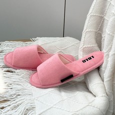 LABELLCO 女款軟底毛巾布室內拖鞋, 粉色, 1個