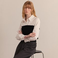 MIND BRIDGE 女款麻花針織疊穿襯衫 MZWS6206