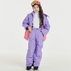 F.leader 兒童方塊素色滑雪外套 + 吊帶褲套裝