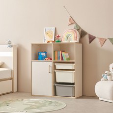 퍼닉에스엠 아임 950 원목발 미포함 교구장 4단 950 x 365 x 1050 mm, 크림화이트
