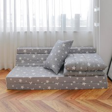 Magic Bed 魔術床 5段 折疊式 床墊 + 棉被 + 枕頭 套組, 8cm, 灰星