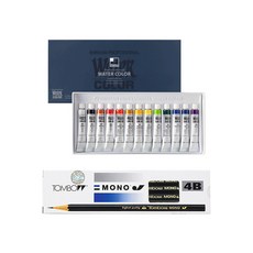 ShinHan 水彩顏料 7.5ml+4B鉛筆組, 13色