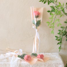센트바스켓 비누꽃 쁘띠 장미 한송이 꽃다발, 빈티지핑크, 3개