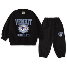 VENHIT 青少年款Champs字母棉質雙面布大學T運動長褲組