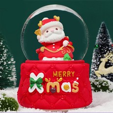 Quardi聖誕八音盒雪球自動飄雪小雪橇, 混色