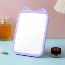 므뮤 큐티캣 인테리어소품 화장대 접이식 탁상거울, 퍼플캣