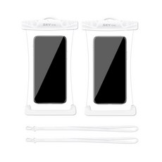 SKY 웰 방수 IPX8 4중잠금 360도 터치 가능 스마트폰 프리미엄 터치 방수팩 + 목걸이 세트, 화이트, 2세트